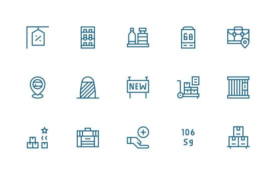 15 Regular Line Icons for Inventory Graphics Simple Icons for Interface and Wireframes vector