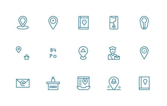 15 Regular Line Vectors for Address Theme Complete Icon Bundle for Web Design