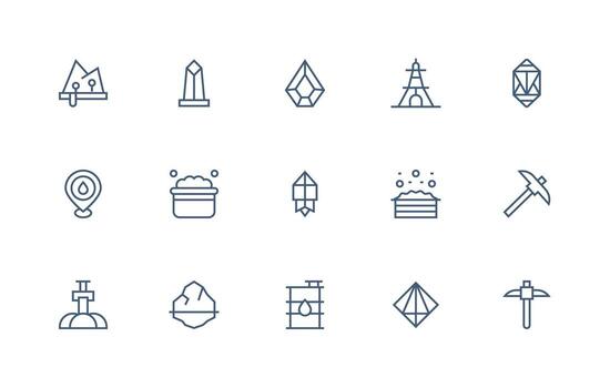 Mineral featuring 15 Icons in Regular Line Design Icon Set for Apps vector