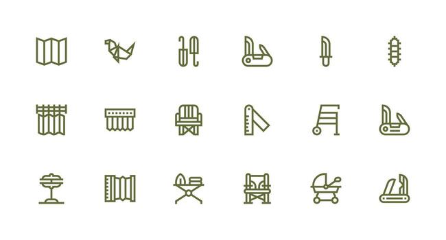 Strong Stroke Line Icons from Folding Set with 18 Vectors Layout Icon Collection