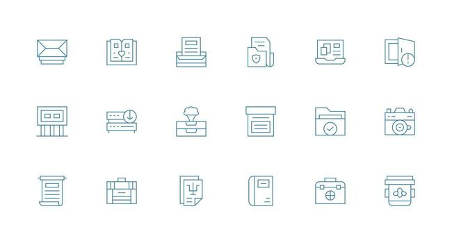 18 íconos para archivo en mínimo línea formato icono paquete para ui vector