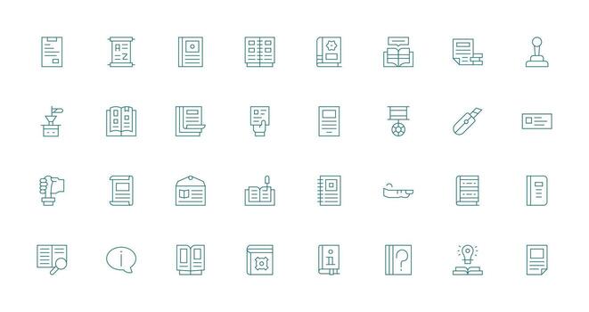 32 Thin Line Style Icons from Manual Collection Clear and Concise Icon Set Collection vector