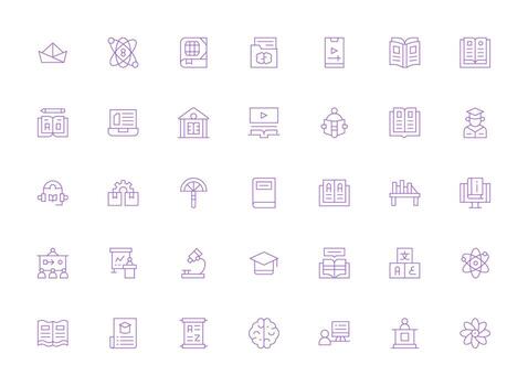 Learning Set with 35 Light Line Icons Functional Icon Series vector