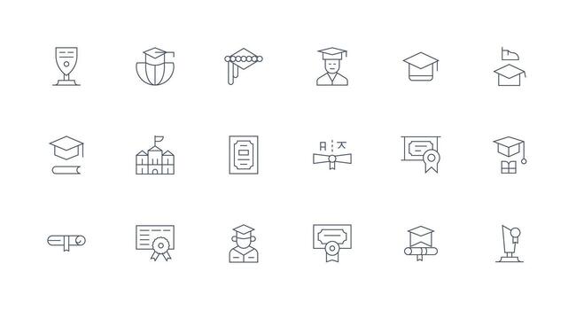 Minimal Line Icons from Diploma Set with 18 Vectors Clean Icon Collection for Web Use