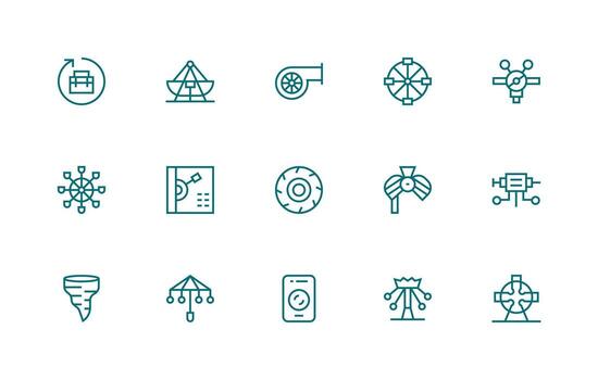 Rotating Visual Pack containing 15 Regular Line Icons Detailed Icon Collection for Design Systems vector