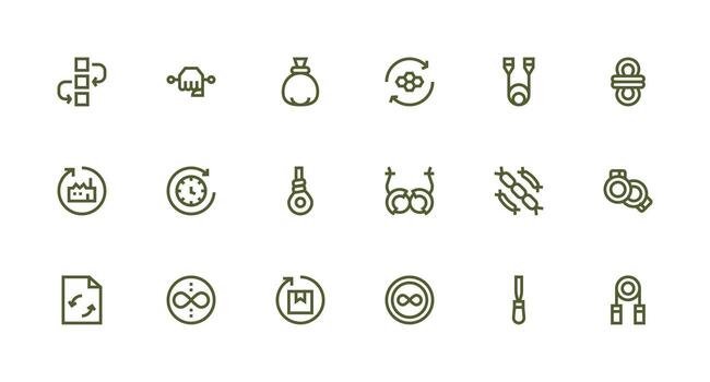 fuerte carrera línea íconos desde lazo conjunto con 18 vectores ui y ux enfocado icono colección