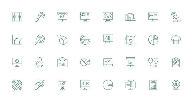 Data Visualization Visual Pack containing 32 Thin Line Icons Smart Icon Collection vector