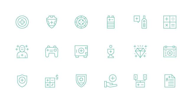 Plus Design Icons featuring 18 in Minimal Line Style UI Icon Set vector