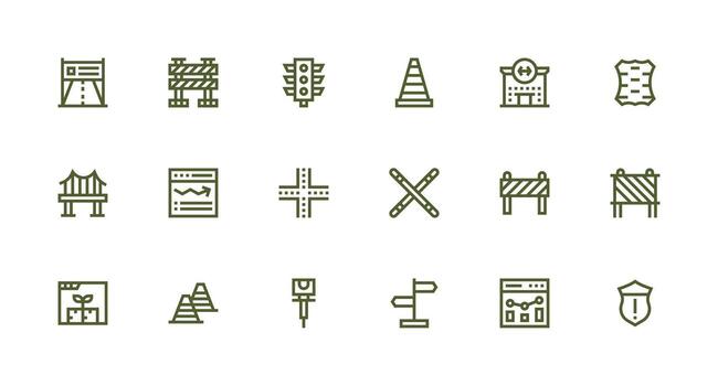 Traffic Design Icons featuring 18 in Strong Stroke Line Style Scalable Icons for All Themes vector