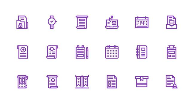 18 Strong Stroke Line Style Icons from Record Collection Complete Icon Bundle for Web Design vector
