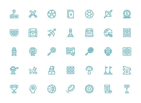 Game Set with 35 Regular Clean Line Icons Complete Icon Set for Mobile Apps vector