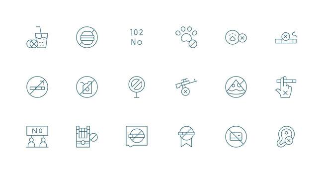 18 Minimal Line Icons for Ban Graphics Essential Icons for Rapid UI Building vector