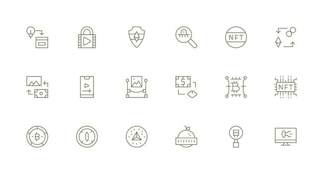 mínimo línea íconos desde digital activo conjunto con 18 vectores de múltiples fines icono conjunto