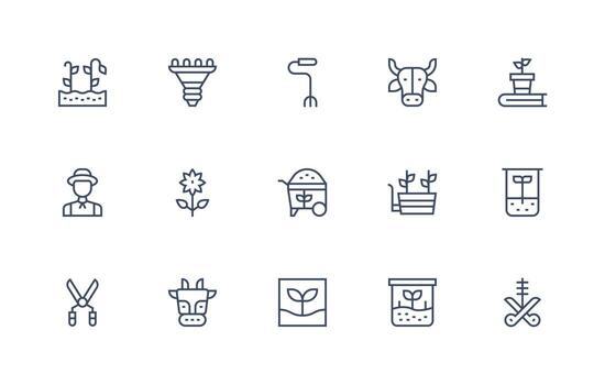 15 Regular Line Style Icons from Horticulture Collection Customizable Icon Series for Mobile Screens vector