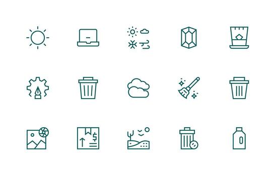 15 Icons for Clear in Regular Line Format Neutral Style Icons for Any Project vector