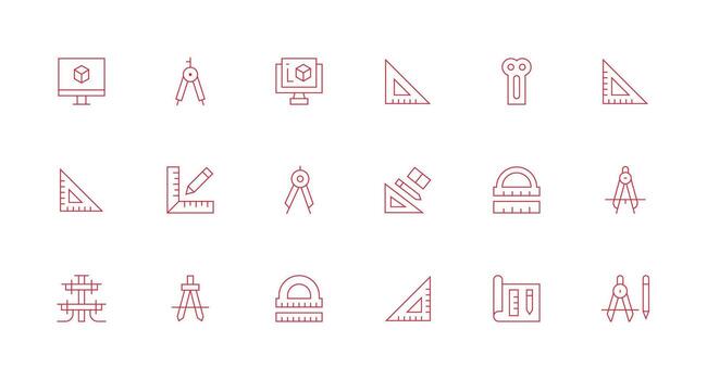 Cad including 18 Minimal Line Illustrations Scalable Icons for Cross-Platform Interfaces vector