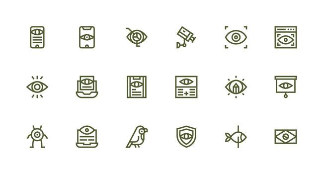 Strong Stroke Line Icons from Eye Set with 18 Vectors High-Resolution Icons for Any Platform