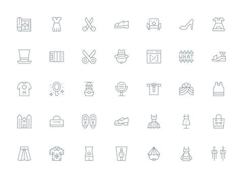35 Icons for Style in Light Line Format Fully Editable Icon Set for Web vector