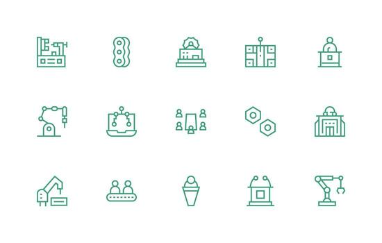 Assembly including 15 Regular Line Illustrations Clear and Concise Icon Set Collection vector
