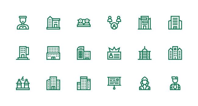 18 fuerte carrera línea estilo íconos desde corporativo colección flexible icono sistema para web interfaces vector