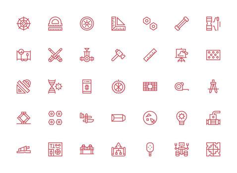 Engineering featuring 35 Icons in Regular Clean Line Design Smart Icon Collection vector