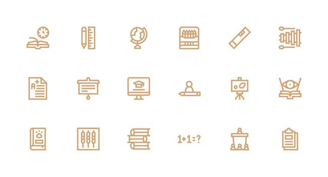 Learning Design Icons featuring 18 in Strong Stroke Line Style User Interface Icons for Digital Products vector