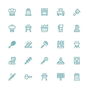 Medium Stroke Outline Icons from Food Preparation Set with 25 Vectors Scalable Icons for Cross-Platform Interfaces