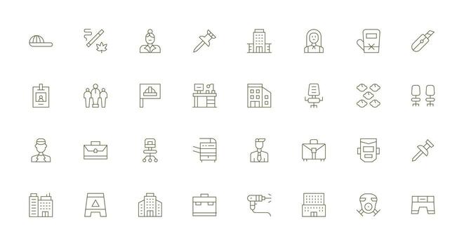 Workplace Visual Pack containing 32 Thin Line Icons Well-Structured Icons for Creative Use vector