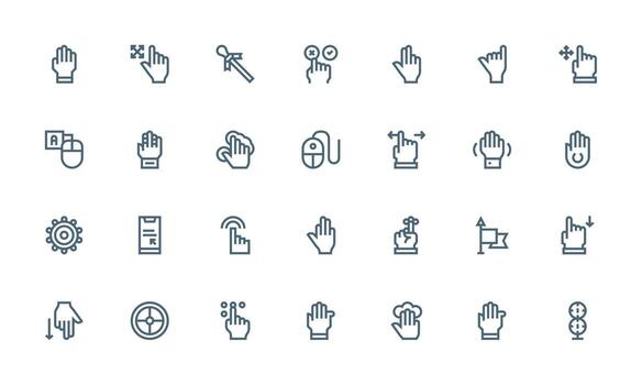 puntero visual paquete conteniendo 28 negrita línea íconos de confianza íconos para todas interfaces vector