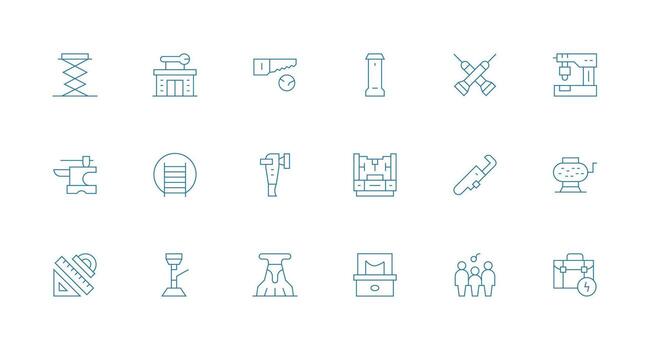 Workshop Set with 18 Minimal Line Icons Complete Icon Bundle for Web Design vector