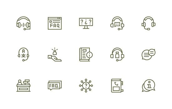 15 Regular Line Style Icons from Support Center Collection Detailed Icon Collection for Design Systems vector