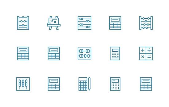Regular Line Style Arithmetic Icons with 15 Vectors Digital Icon Collection