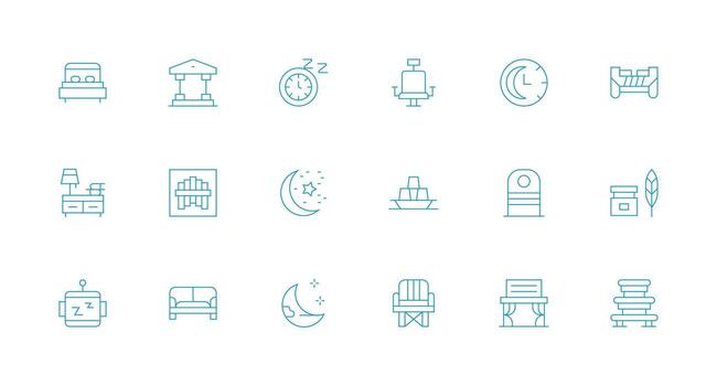 18 Rest Icons in Minimal Line Aesthetic Balanced Icon Set for Functional Design vector