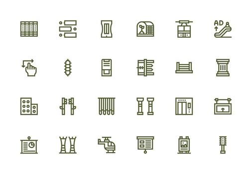 24 grueso línea línea íconos para vertical gráficos limpiar icono colección para web utilizar vector