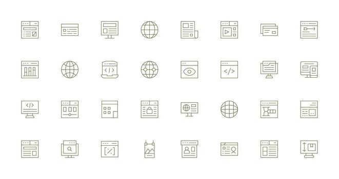 32 Web Page Icons in Thin Line Aesthetic Scalable Icons for Cross-Platform Interfaces vector