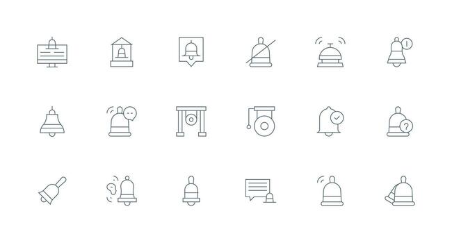 Minimal Line Style Bell Icons with 18 Vectors Balanced Icon Set for Functional Design