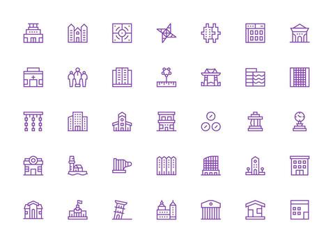 Regular Clean Line Icons from Structure Set with 35 Vectors Detailed Icon Collection for Design Systems