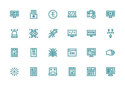 solicitud presentando 24 íconos en grueso línea línea diseño organizado glifo íconos para rápido diseño vector