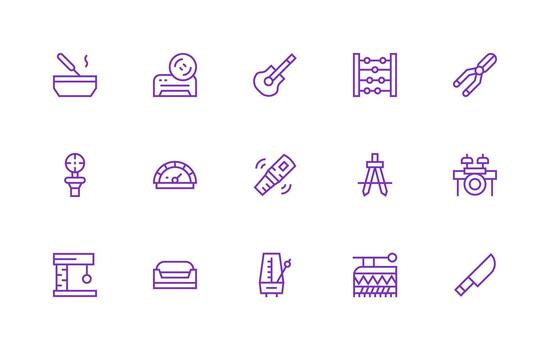 15 Icons for Instrument in Regular Line Format Scalable Icons for All Themes vector