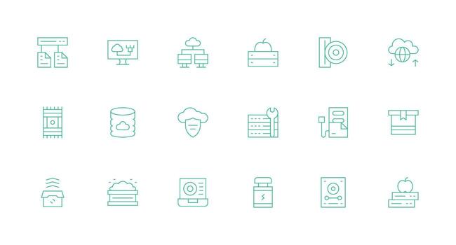 Backup Design Icons featuring 18 in Minimal Line Style Scalable Icons for All Themes vector