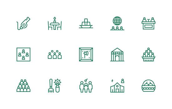 Gathering Design Icons featuring 15 in Regular Line Style Interface Icon Collection for Daily Projects vector