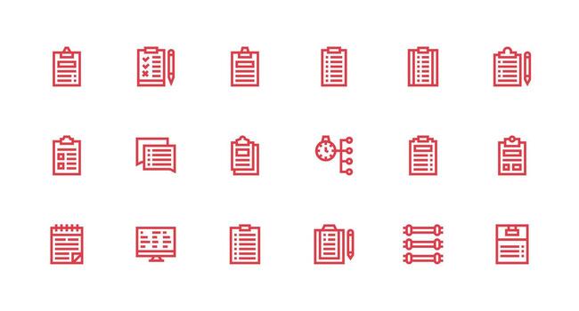 Task List Icon Collection with 18 Strong Stroke Line Designs Modern Icon Set vector