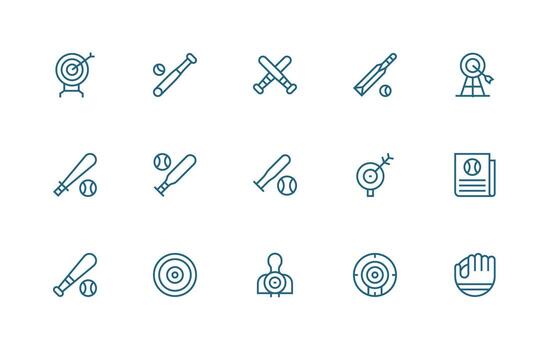 Hitting including 15 Regular Line Illustrations Sharp Icons for Presentations vector