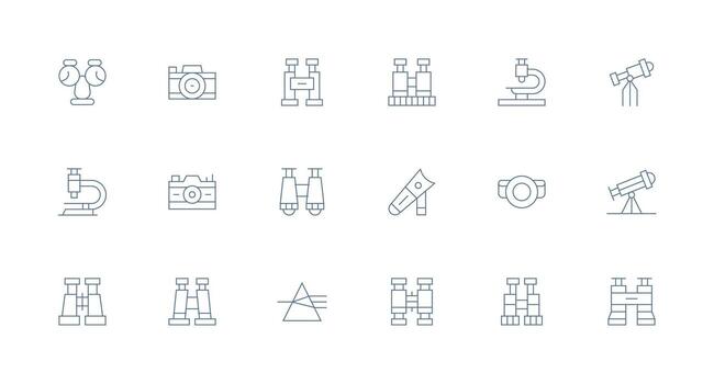 mínimo línea íconos desde óptica conjunto con 18 vectores completar icono conjunto para móvil aplicaciones