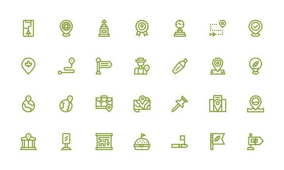 28 Icons for Marker in Bold Line Format Detailed Icon Collection for Design Systems vector