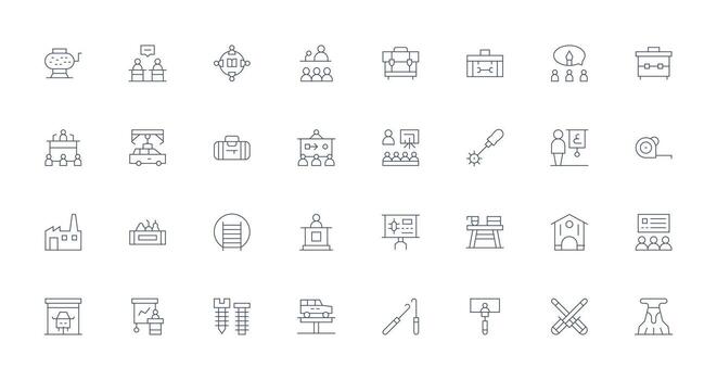 taller conjunto con 32 Delgado línea íconos flexible icono sistema para web interfaces vector