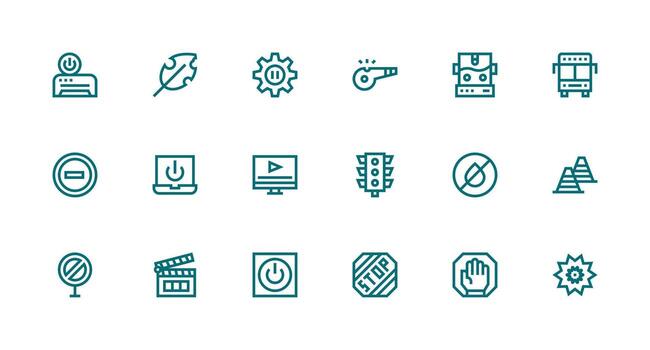 Stop featuring 18 Icons in Strong Stroke Line Design Clean Icon Collection for Web Use vector