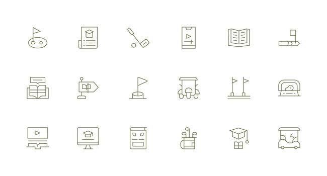 mínimo línea estilo curso íconos con 18 vectores flexible icono sistema para web interfaces