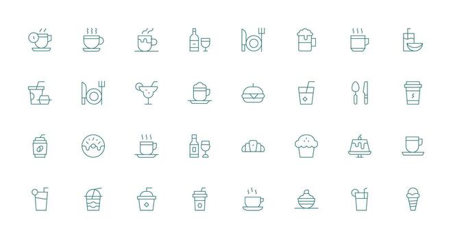 Thin Line Icons from Cafe Icon Set with 32 Vectors Reliable Icons for All Interfaces