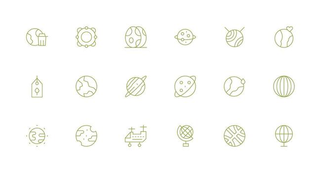 18 Minimal Line Designs for Planet Icons Sharp Icons for Presentations vector